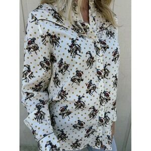 New Cotton & Rye Shirt Women S Tan Buckaroo Betty Long Sleeve Pearl Snap Western